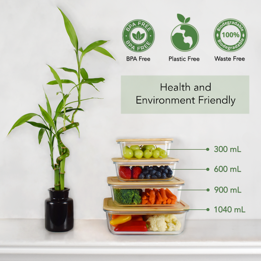 Eco-Friendly Food Meal Prep Containers with Bamboo or BPA Free